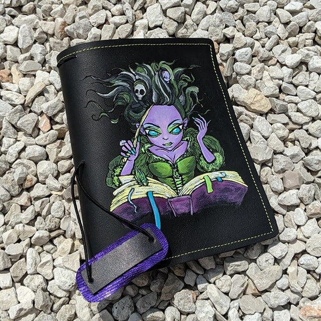 Hand Painted Darth Leather B6 Cover Ready to Ship