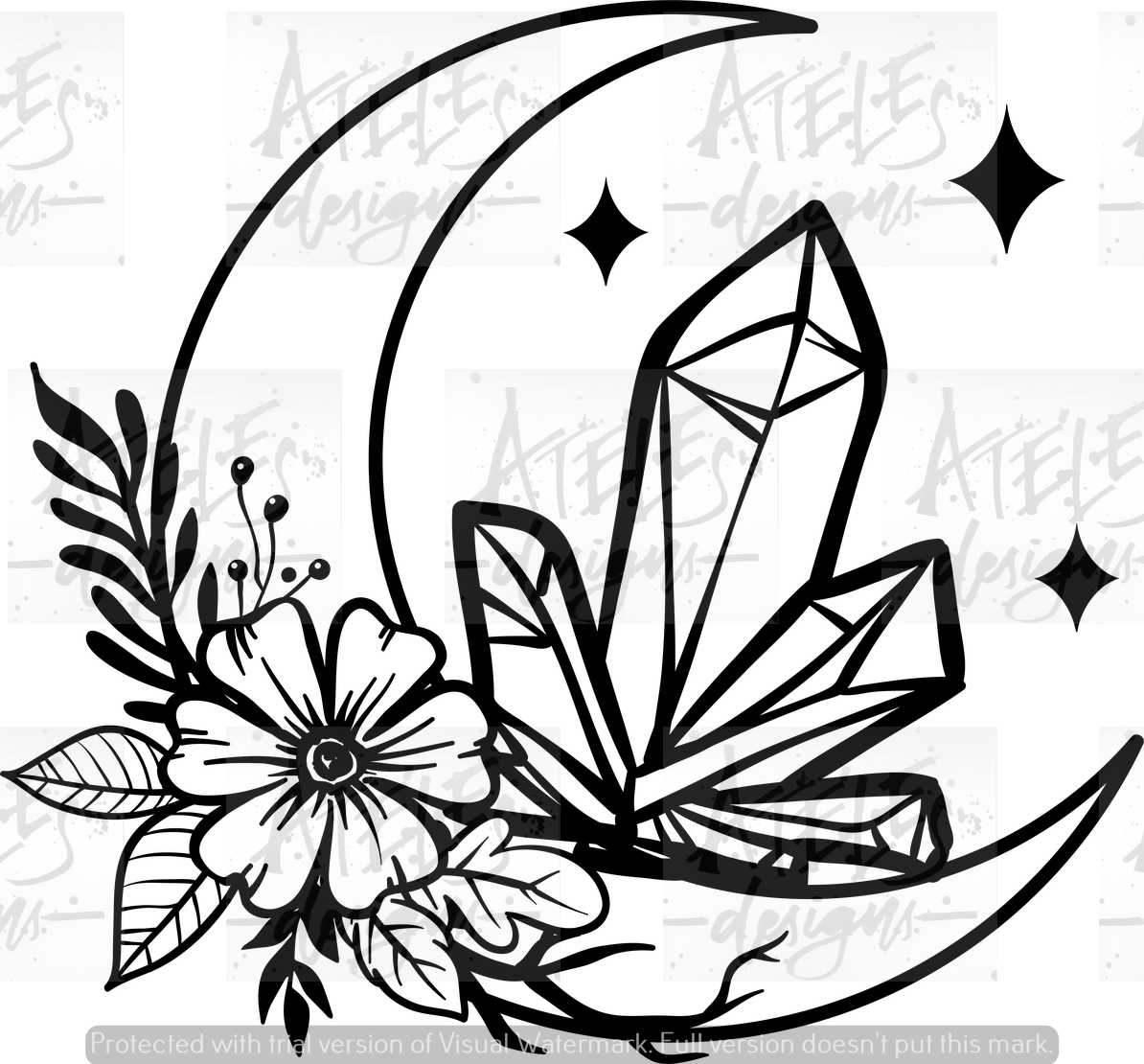 Floral Moon & Crystal