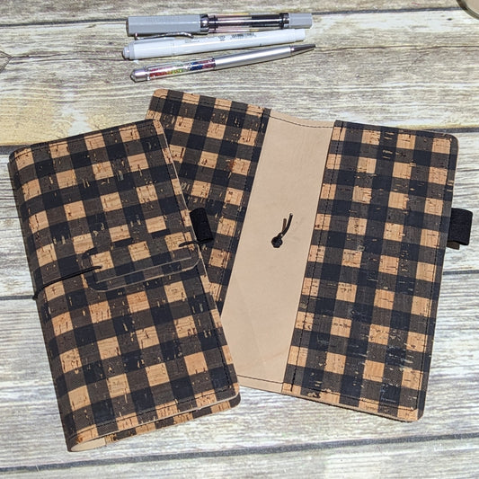 Buffalo Check Cork Weeks sized Folio Leather Cover Ready to Ship
