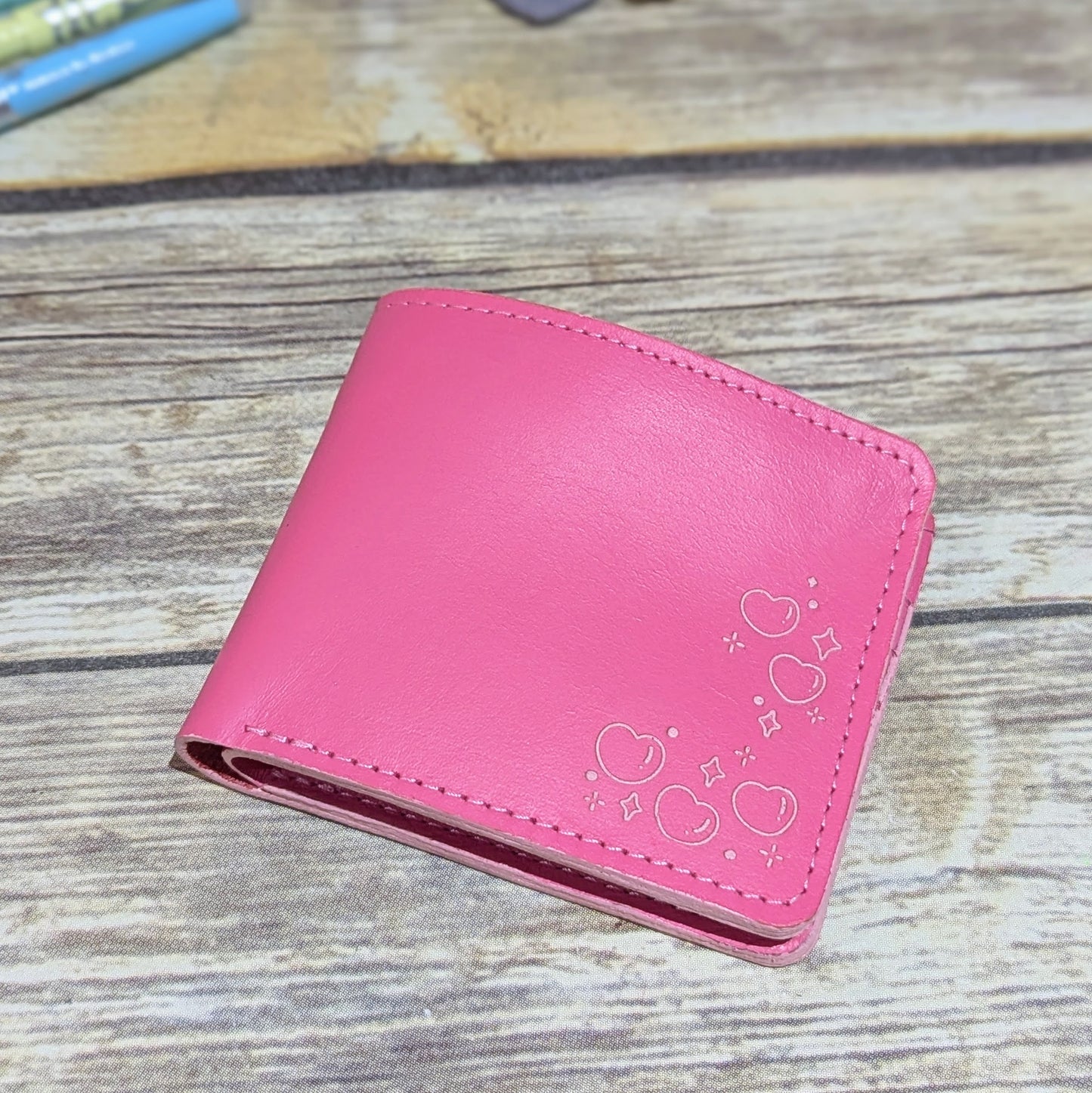 Bubblegum Leather Billfold READY TO SHIP Engraved Wallet