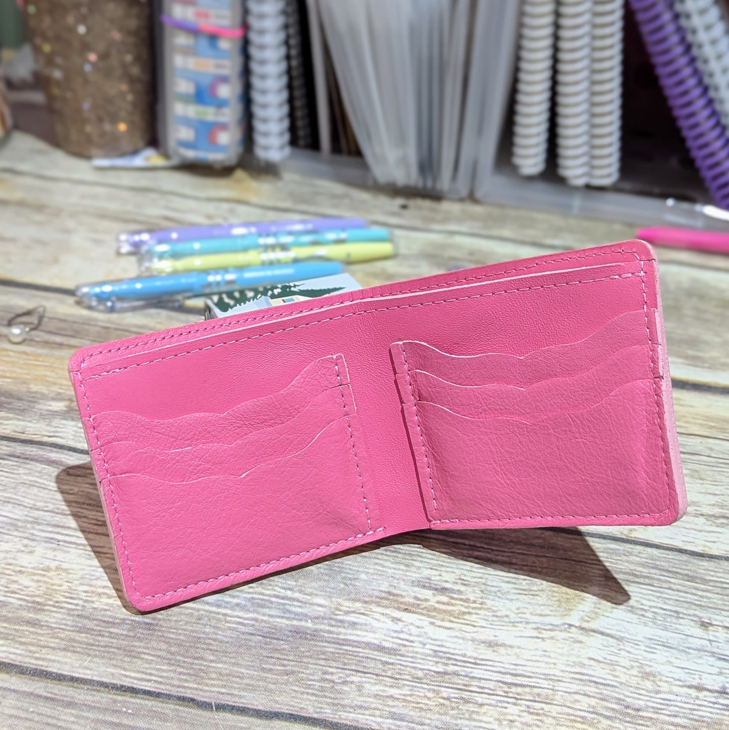 Bubblegum Leather Billfold READY TO SHIP Engraved Wallet