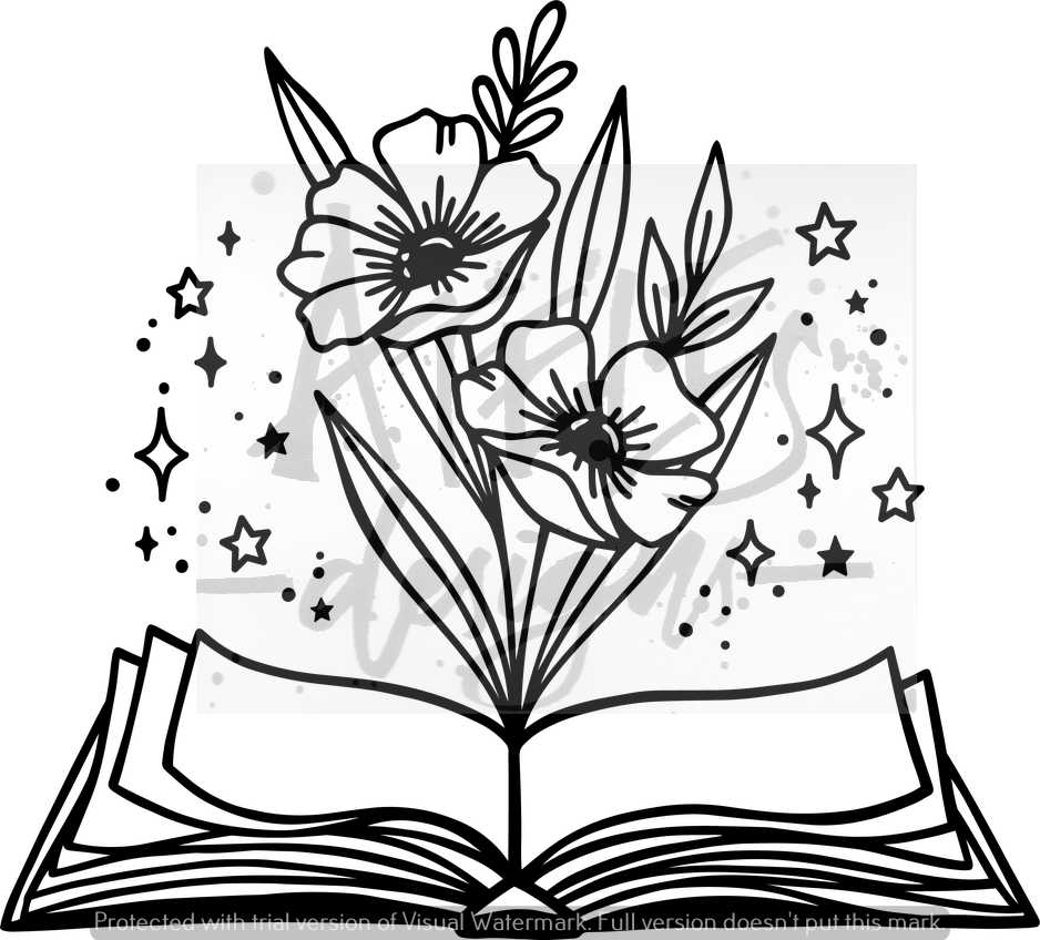 book sparkle flower