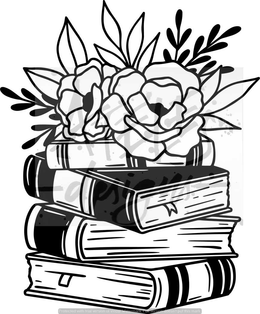 book stack floral