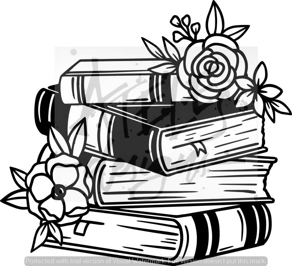 book stack flowers