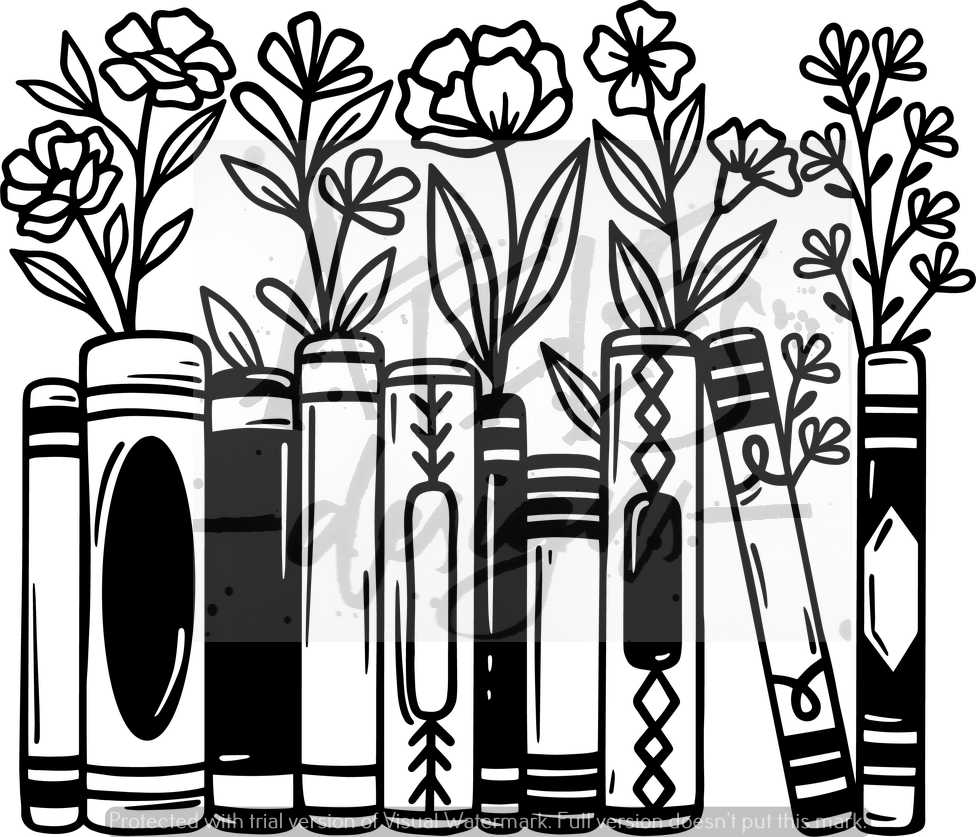book shelf flowers