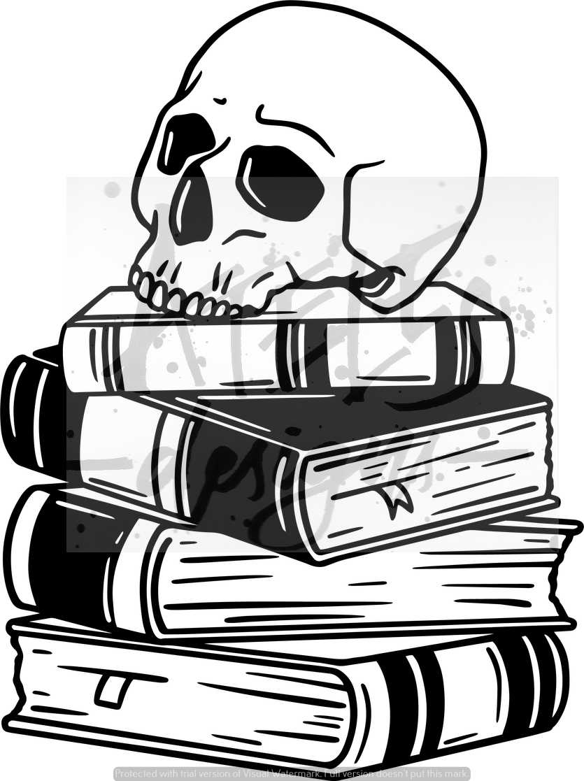 book stack skull